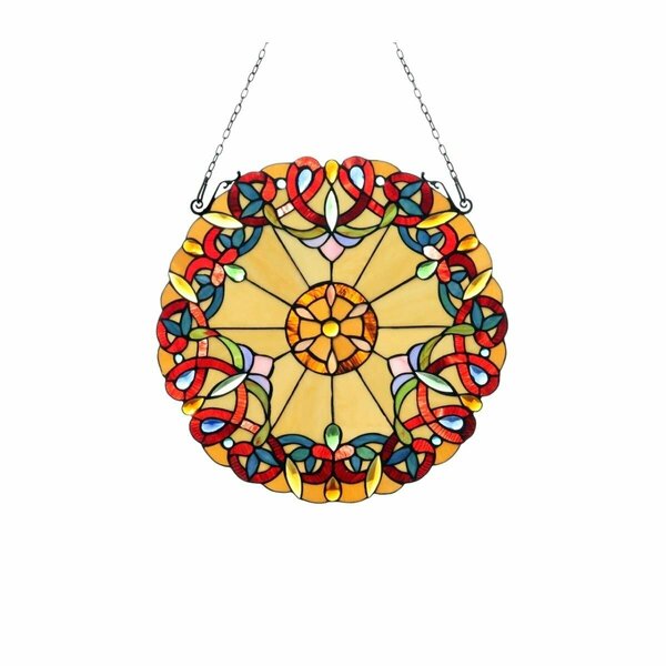 Chloe Lighting 20 x 20 in. Adalee Tiffany-style Victorian Stained Glass Window Panel, Multi Color CH3P019AV20-RND